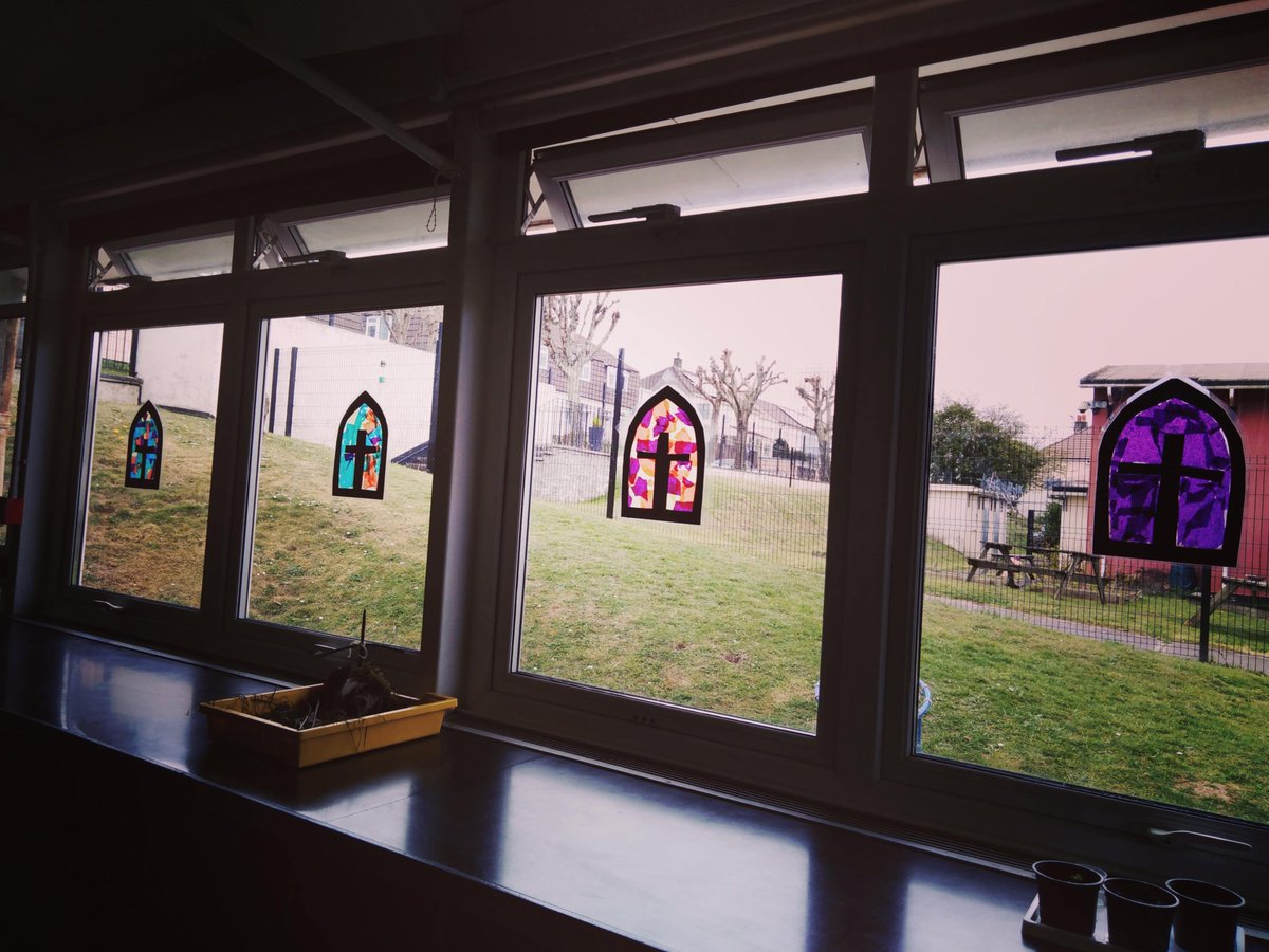 StarNurture's tweet photo. We are learning about the Easter Story at Star. Together we gathered natural objects to make our Easter Garden. Do you like our stained glass window decorations? @PlymouthCAST @PlymouthDiocese #nurture #eastergarden https://t.co/VhKsEB7vUM