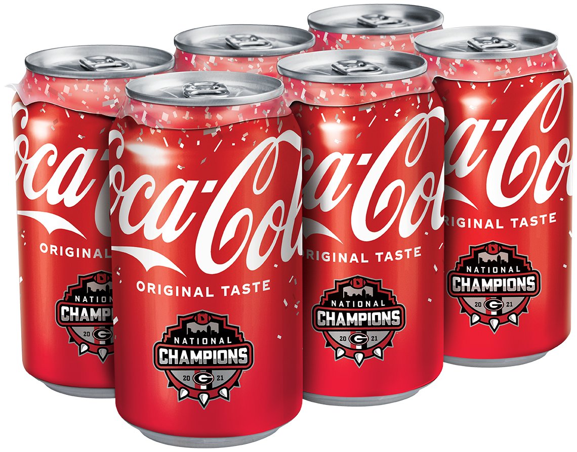 UGAAthletics's tweet photo. Be on the lookout this week for these limited-edition collectible 12-ounce @CocaCola cans.

Commemorative six pack 8-ounce glass bottles will be available this August.

#GoDawgs https://t.co/XWzg8wJ1Bs