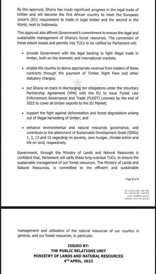 Great News: the Government of Ghana has approved the conversion of extant timber concessions and permits into timber utilization contracts. 
This is a big win for all CSOs working on the FLEGT-VPA in 🇬🇭

<a href="/Fern_NGO/">Fern</a> <a href="/EuropeInGhana/">European Union in Ghana</a> <a href="/FAOGhana/">FAO in Ghana</a> <a href="/ForestWatchGh/">Forest Watch Ghana</a> <a href="/ndfwestafrica/">Nature & Development Foundation</a> <a href="/TTF_FLEGT/">Timber Trade Federation: FLEGT</a>