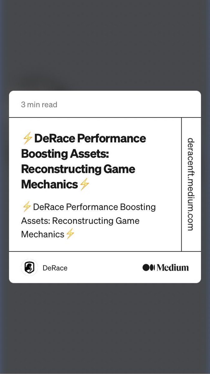 “⚡️DeRace Performance Boosting Assets: Reconstructing Game Mechanics⚡️” by DeRace
link.medium.com/PixeCZF6Yob

Saddles, saddle pads, and horse shoes to deck out my #NFTHorse 😍🎠

<a href="/DeRaceNFT/">zkRace</a>⁩ ⁦<a href="/DERCArmy/">#DERCArmy | DeRacers (🔮)</a>⁩ ⁦@DeRaceNFTFan⁩ ⁦⁦<a href="/P2ENewsOfficial/">P2E News</a>⁩ #DeRaceGirl #DeRace