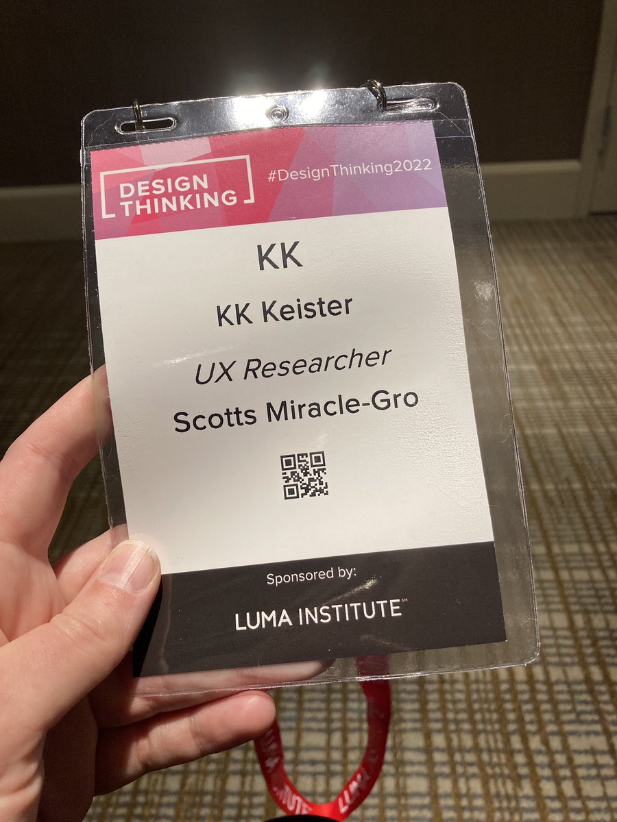 dkkeister1's tweet photo. My first in-person conference badge 🥲 excited for an eventful afternoon at #DesignThinking2022 ! https://t.co/Fqq4nijqHy