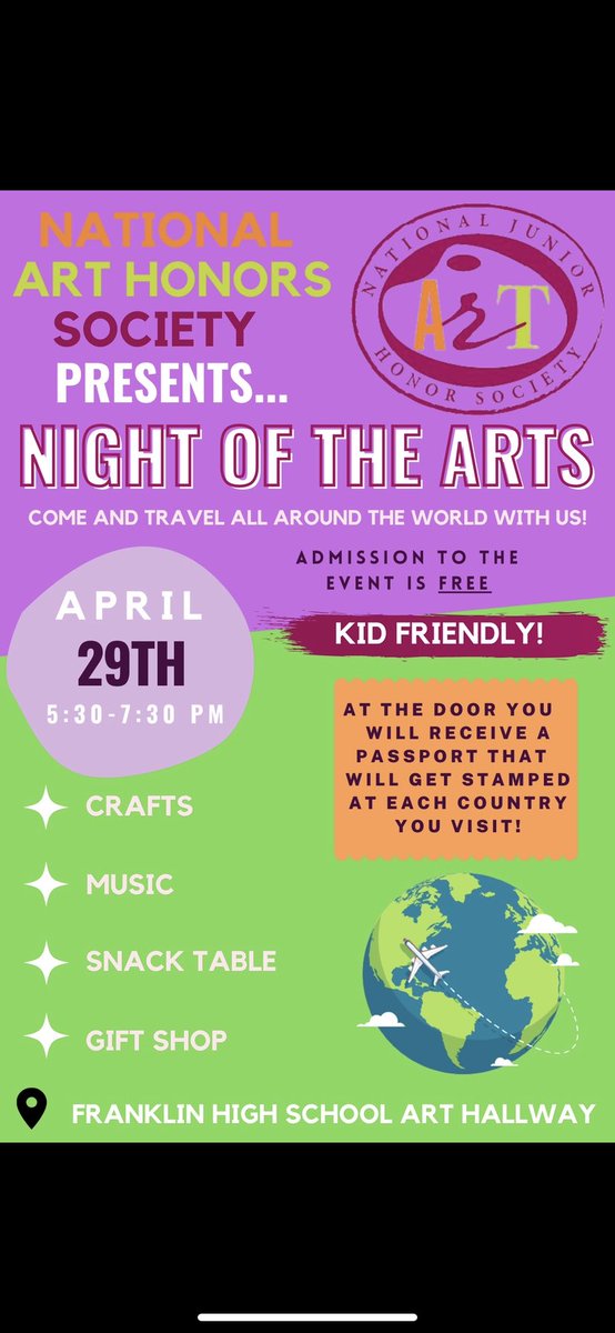 CONGRATS! Katie Sawyer on winning our student flyer contest! Only 3 more weeks till our Night Of The Arts event!! Keep a look out for more i for information as the date gets closer!