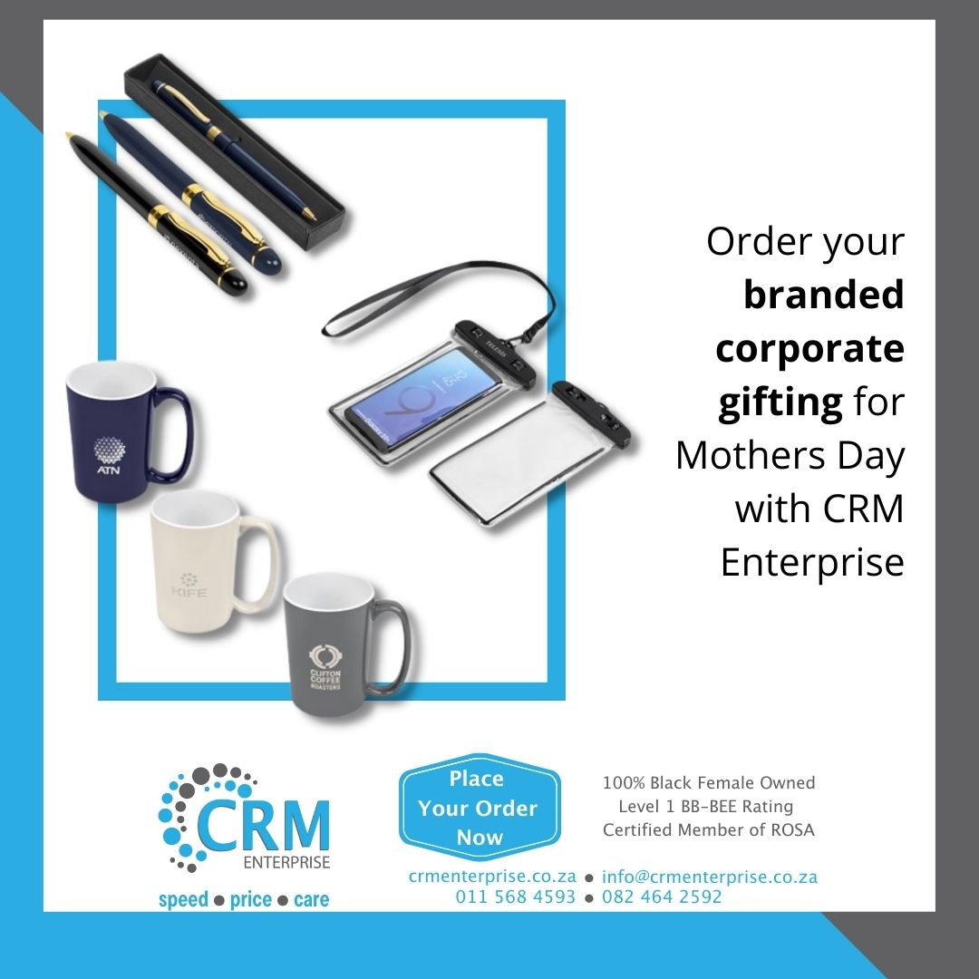 crm_enterprise's tweet photo. Have you got your orders in for Mothers Day? If not, order today from CRM Enterprise, time is running out โณ๐
#corporategifting #mothersday #15May #orderearly #avoidtherush #speed #supportlocal #level1BBBEE #blackowned https://t.co/efUYMNzYPr