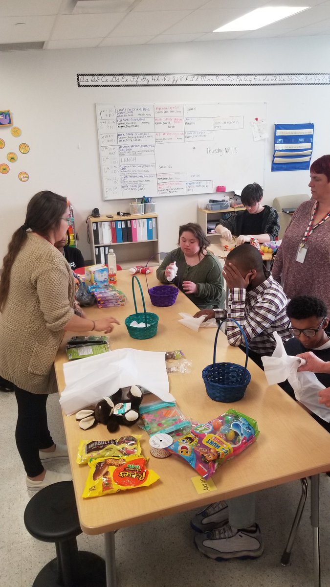 Miss Cruse's class making Easter Baskets for less fortunate families in our community. This is a very special place to be.