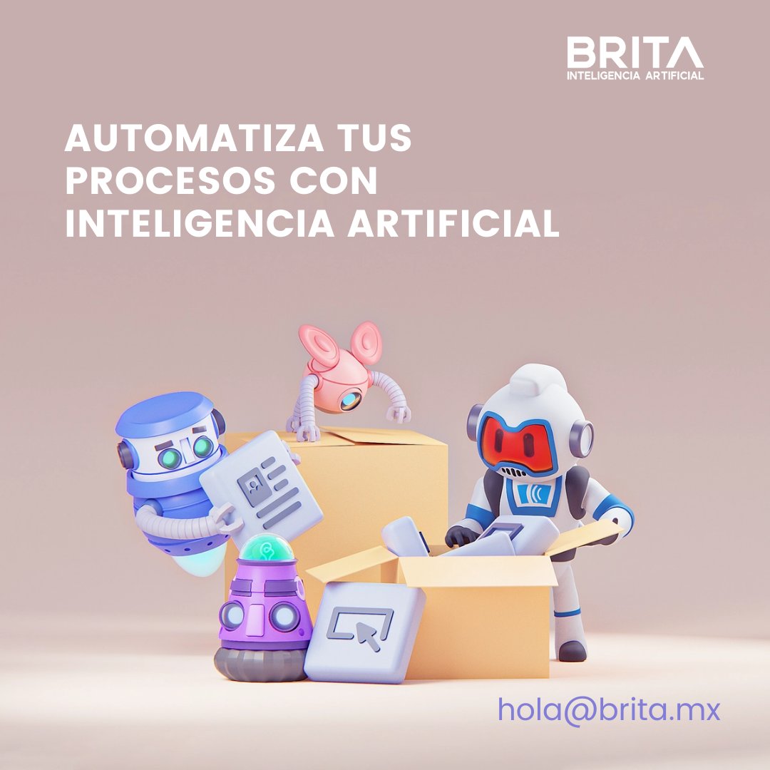brita_ia's tweet photo. 🤖🤖Combine el poder de la #RPA con la #IA para potenciar la automatización de los procesos del negocio, empresa o software.🚀🚀

Nosotros te ayudamos 👉🏻 hola@brita.mx

#software #empresasemergentes #machinelearning #inteligenciaartifical https://t.co/FXcnvyFJGt