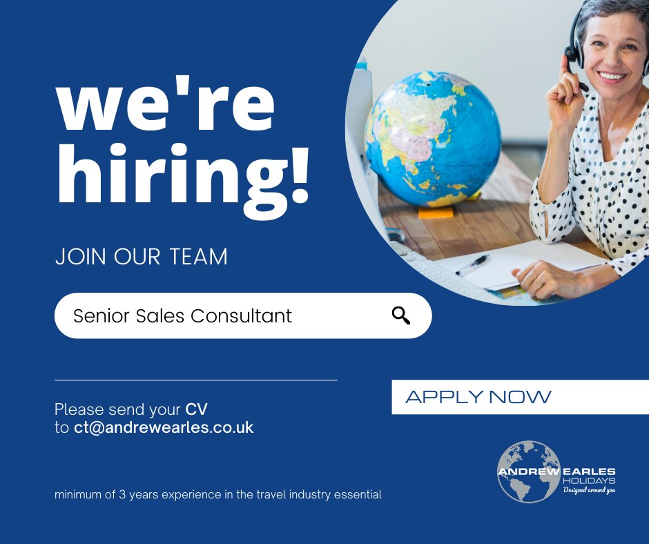 Do you have a passion for travel &amp; want to work for Yorkshire's leading independent travel agent? We are looking for experienced Travel Consultants to join our successful teams across our Hull &amp; Brough branches.

APPLY NOW:
lnkd.in/dDJYHbwi
<a href="/IndeedUK/">Indeed</a> <a href="/JobsiteUK/">Jobsite UK</a> <a href="/hulllive/">Hull Live</a>