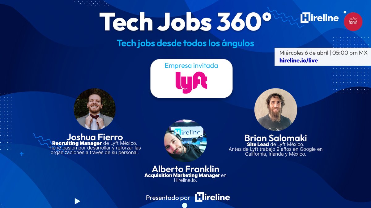 lyftmexico's tweet image. Si quieres saber como es #lifeatlyft y tips para enfrentar las entrevistas de trabajo, no te pierdas el Live con @hirelineio mañana alas 5:00 p.m.
🔗 hireline.io/live
#hrtech #talentoTI #Hireline #lyft