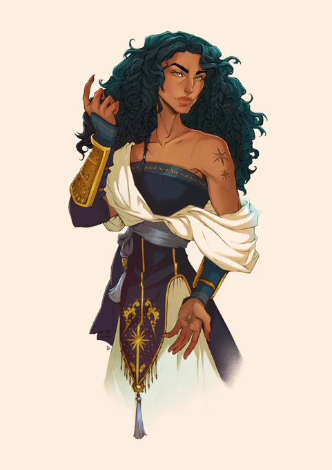Neomara the Kalashtar fighter ✨ Working closely with Audrey to create Neomaras' design was such a dream! 

#DnDcharacter #dndart 