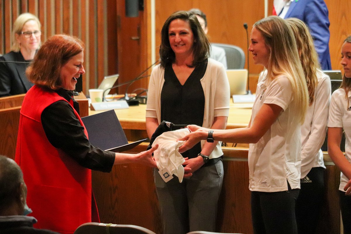 RaleighGov's tweet photo. City Council had special visitors at today’s meeting: the 2021 NCAA Women’s Cross Country national championship team from @NCState! A winner of six straight ACC titles, the Wolfpack handily defeated the NCAA runner up by 38 points: https://t.co/kZpXvI9eUz | #Raleigh #GoPack https://t.co/8CROFbaYgG