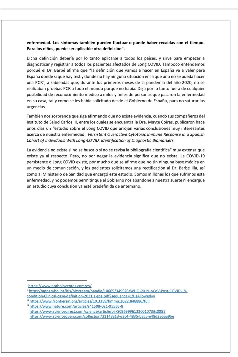 COVID19persist1's tweet photo. Desde los colectivos y asociaciones de pacientes afectados @longcovidaragon, @COVID19persist1, @covid_madrid y @Covid19Valencia, adjuntamos comunicado de denuncia ante las declaraciones del Dr. Ferran Barbé Illa https://t.co/0ekw1pWadR