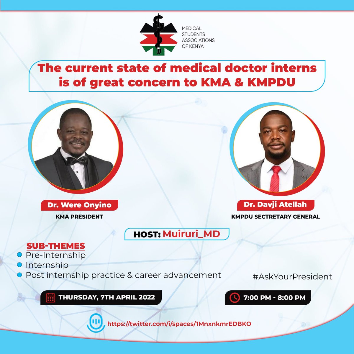 Davji's tweet image. Join our discussion on the current state of medical doctor interns in the country. 
#AskYourPresident
Date: Thur 7th April 2022
Time: 7 pm
#SetReminder