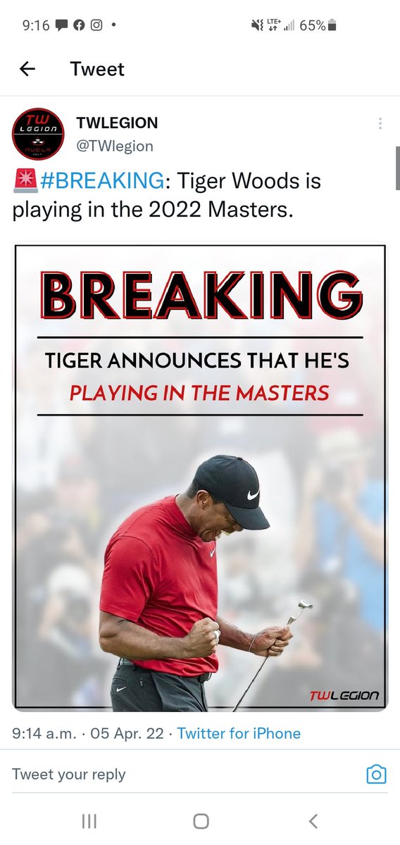calyle14's tweet photo. Words can't describe.. #Tiger #themasters https://t.co/wFJxbvEATV