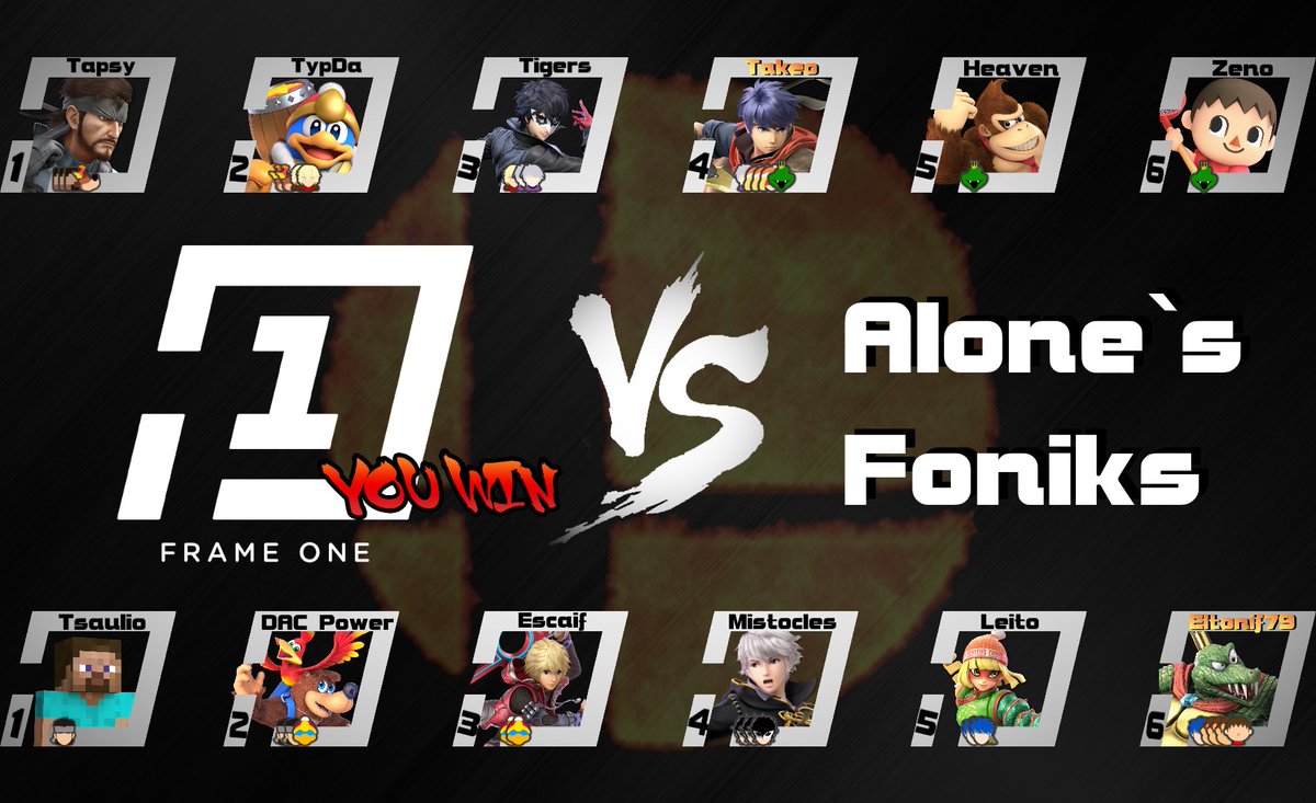 FrameOneSmash's tweet photo. GGs @ Alone's Foniks

Shoutouts to @Dawg_SSB for creating the result graphic

Head over to YouTube to catch the highlights of the CrewBattle: https://t.co/A7jj0YUUD1 https://t.co/IuH1XRkZuT