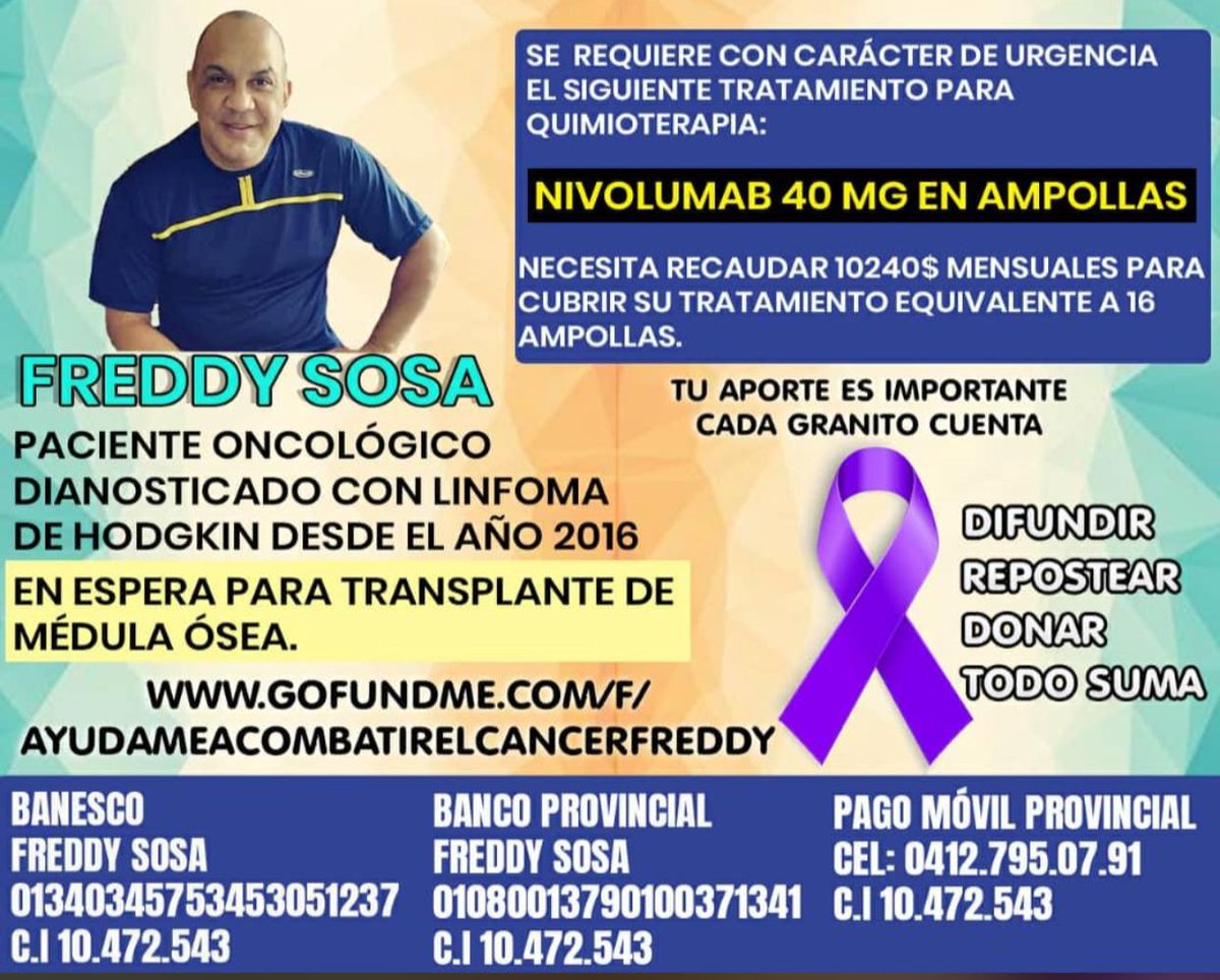 Analitica's tweet photo. #ServicioPúblico Freddy Sosa necesita ayuda para realizarse su tratamiento para quimioterapia. Su familia requiere apoyo para costear las gastos médicos.

Si deseas coloborar 👇. https://t.co/UttiZp1F56