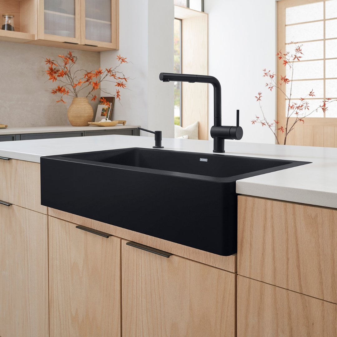 A beautifully designed kitchen deserves an equally beautiful faucet. The sleek low profile design of the LINUS is now available in full color finishes, including BLANCO’s latest addition, Coal Black. #BLANCOAmerica #BLANCOUNIT ow.ly/wrjy50IB5Ej