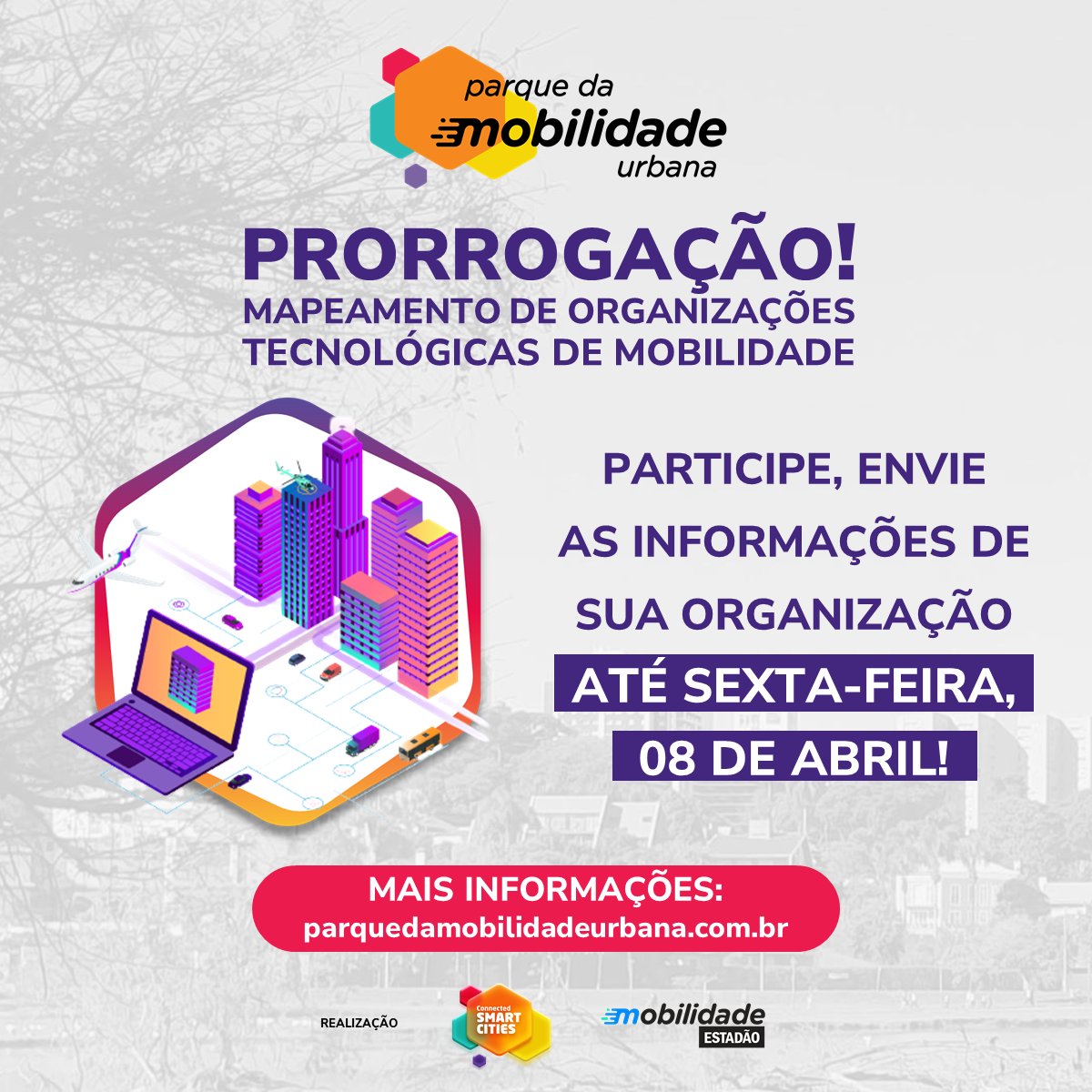 con_smartcities's tweet photo. O prazo para participar do mapeamento de organizações tecnológicas de #mobilidade foi prorrogado até sexta-feira, 08/04!
Participe!
🚀 https://t.co/7pcowrvCkW
#mobilidadeurbana #connectedsmartcities #mobilidadeestadão #mobilidadeinteligente #transporte #mobilidadesustentável https://t.co/Y6XpHPUO1i