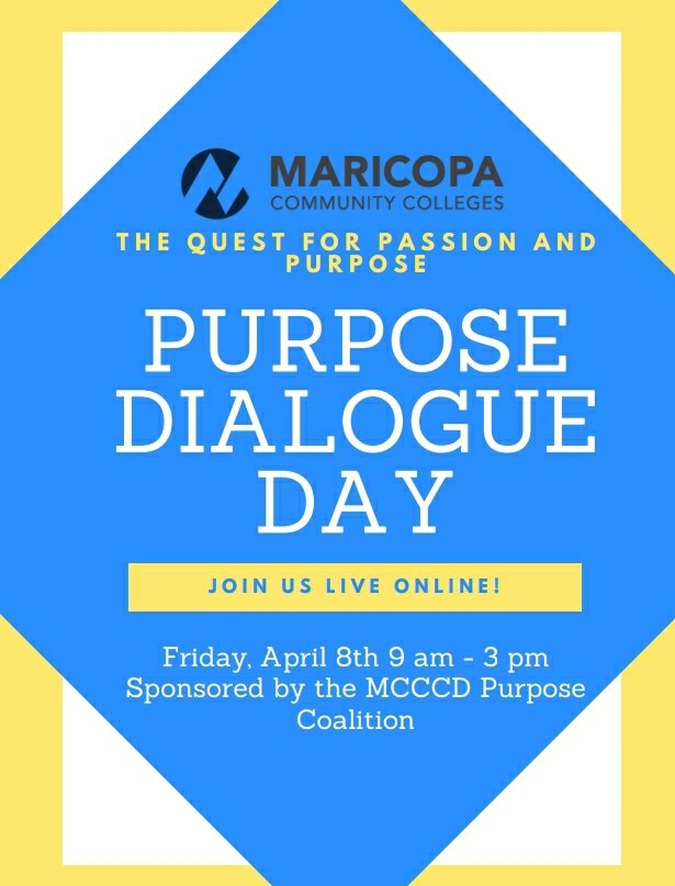 TheVoiceGCC's tweet photo. MCCCD’s first Purpose Dialogue Day, The Quest for Passion and Purpose, is this Friday Apr. 8, 9am - 3pm!
This VIRTUAL event will include a Keynote/Workshop by highly acclaimed author/presenter Gregg Levoy. For more info and to sign up, follow this link: https://t.co/vCoAkg8SVa https://t.co/dQzdGSw4XA