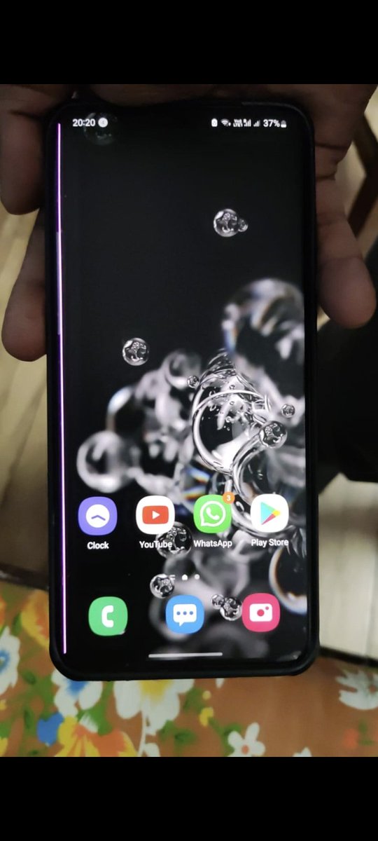 danda_rohit's tweet photo. Hi @SamsungIndia,

I have bought s20 plus nearly 1 year and 4 months ago. A pink line suddenly appeared on left side display as attached in the image. I did not drop the phone at all and neither there is a single  scratch. https://t.co/xtmQeGhKrT