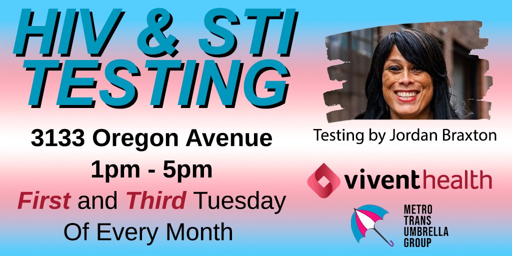 We'll see you this afternoon for FREE HIV/STI testing with vivent health
