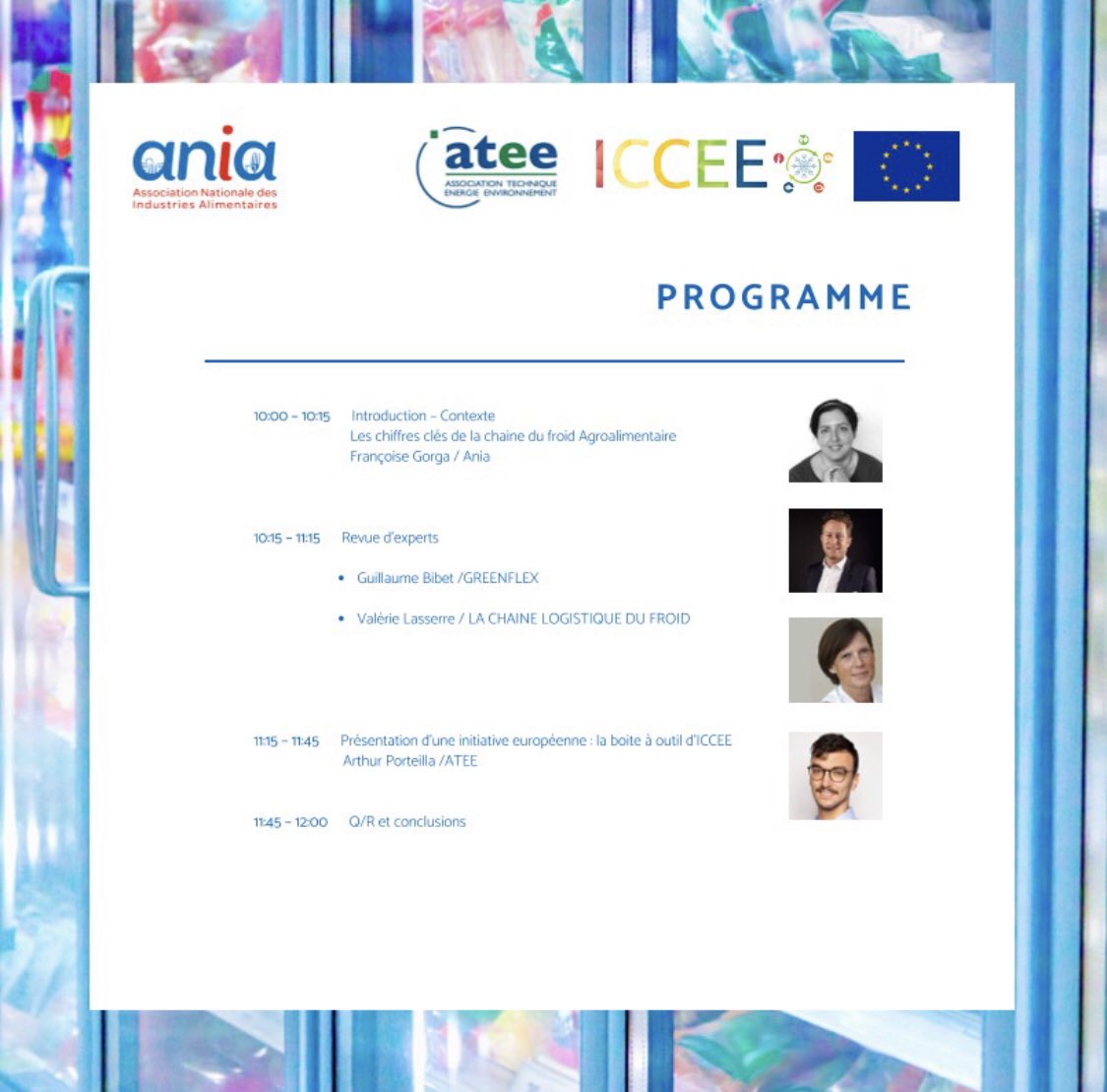 ANIA_FRANCE's tweet photo. 📺 « Maîtriser la consommation énergétique de sa #chaînedufroid.
Enjeux, outils, pistes de réflexion." 

Un webinaire @ANIA_FRANCE @AssociationATEE #ICCEE🇪🇺 
📆Le 12 avril | À 12h 
👉Inscriptions : https://t.co/syoaAjoM38

🎤 @FrancoiseGorga @GreenFlex @LogFrigo 

#Energie https://t.co/REInZxvdFg