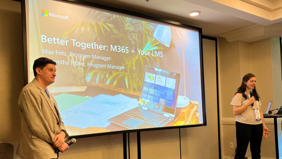 MissRioux's tweet photo. Pumped to get to hear from Samantha & Max…IRL! They are telling us all the amazing things with Teams & Your LMS! @MicrosoftEDU #ASUGSV22 https://t.co/K9PJp0q79l
