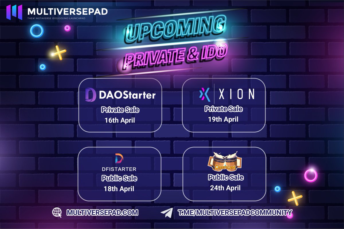 MultiversePad's tweet photo. MultiversePad Private &amp; Public Sale calendar

https://t.co/0iwKENUFAs — 16th Apr (Private)
https://t.co/gfFFbtnFms — 19th Apr (Private)
https://t.co/GWyo0uee2M — 24th Apr (Public)
https://t.co/QcEYU0mUsI — 18th Apr (Public)

Detailed step by step coming soon !

#mtvp #BSCGems https://t.co/DminciCENL