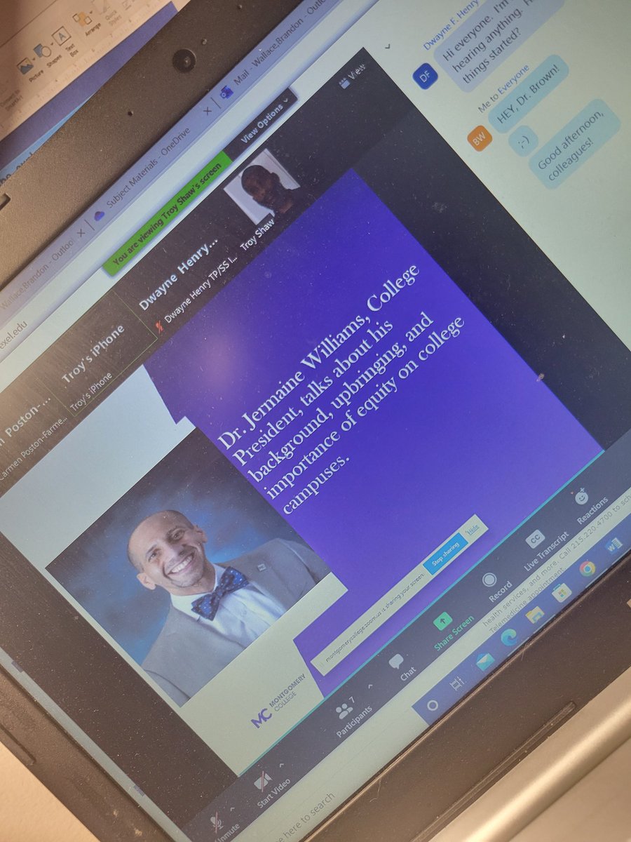 bscwallace's tweet photo. Grateful to hear the words of President @DrWilliams_MC today! Thank you for sharing the importance of equitable practices for African American males in educational spaces.
#ExcitingMoments #ThankfulTuesday
#mcproud
@montgomerycoll
#ProfBCSW https://t.co/di5o1KB9vh
