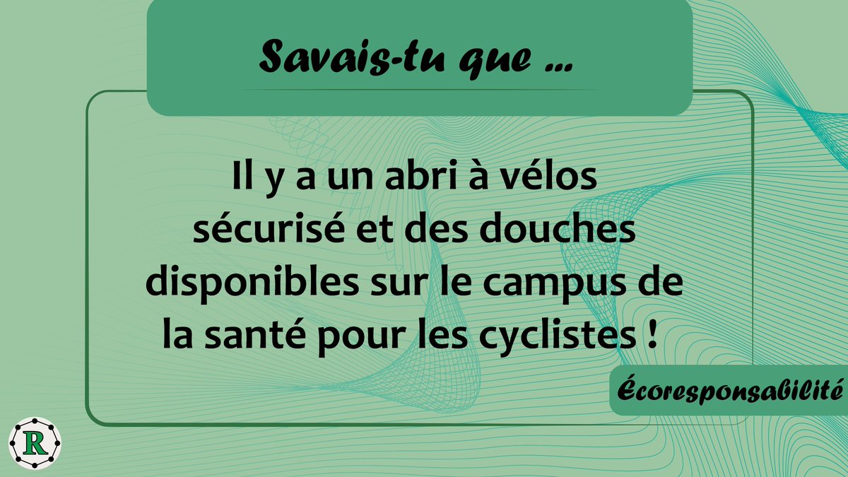 📣 Savais-tu que... 📣 /  Did you know... 📣

Tu peux ranger ton vélo en sécurité dans l'aile X4 au Campus de la santé ! / You can store your bike safely in the X4 wing on the Health Campus!🚲

Pour des informations sur les infrastructures pour cyclistes👇
bit.ly/3NN5tr3