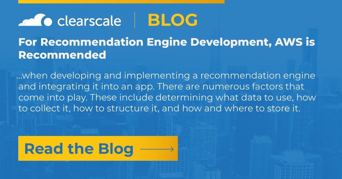 clearscale's tweet image. Here&apos;s how you can get started developing a #RecommendationEngine with #AWS - hubs.ly/Q017qCWN0. 

#AmazonPersonalize  #MachineLearning  #ML  #AmazonForecast