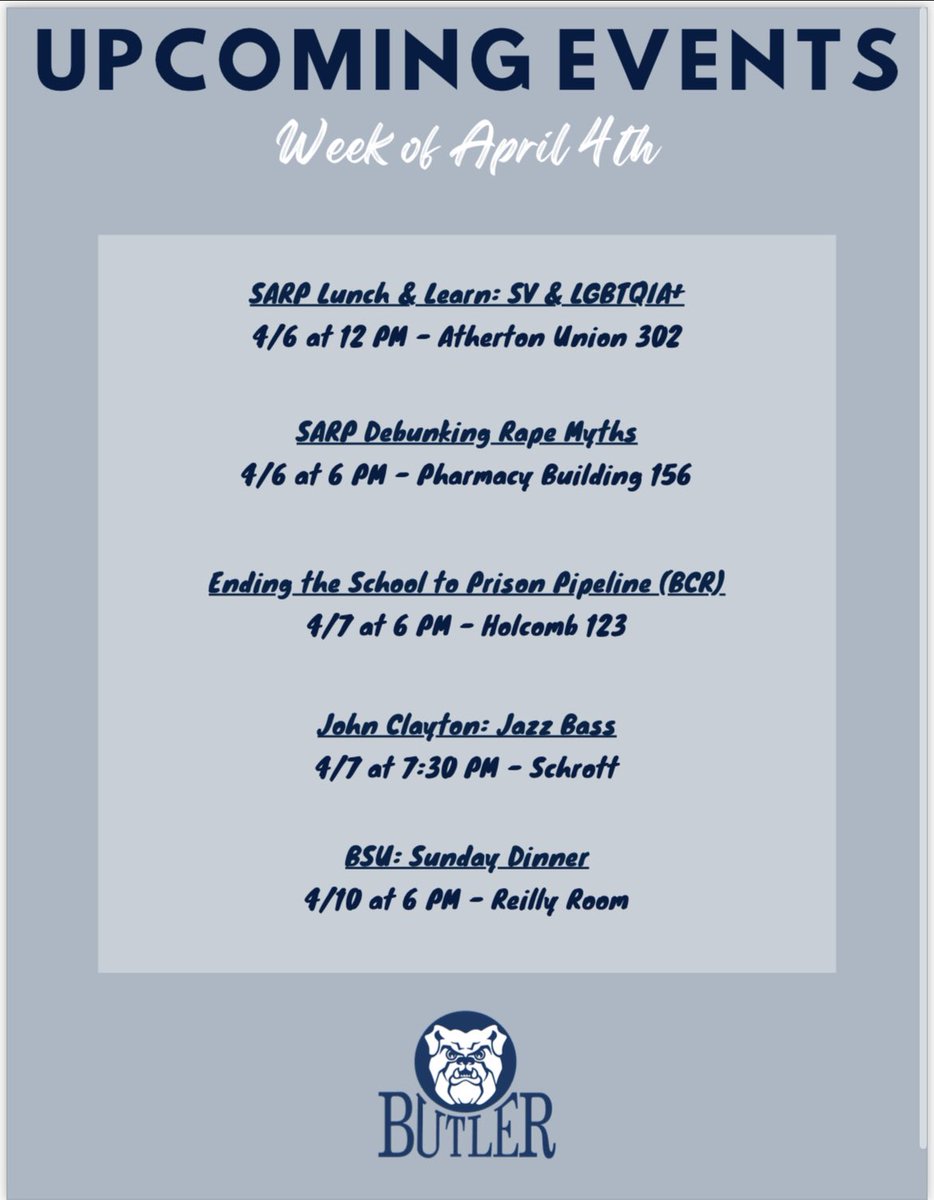 ButlerSGA's tweet image. Check out these upcoming DESB events!