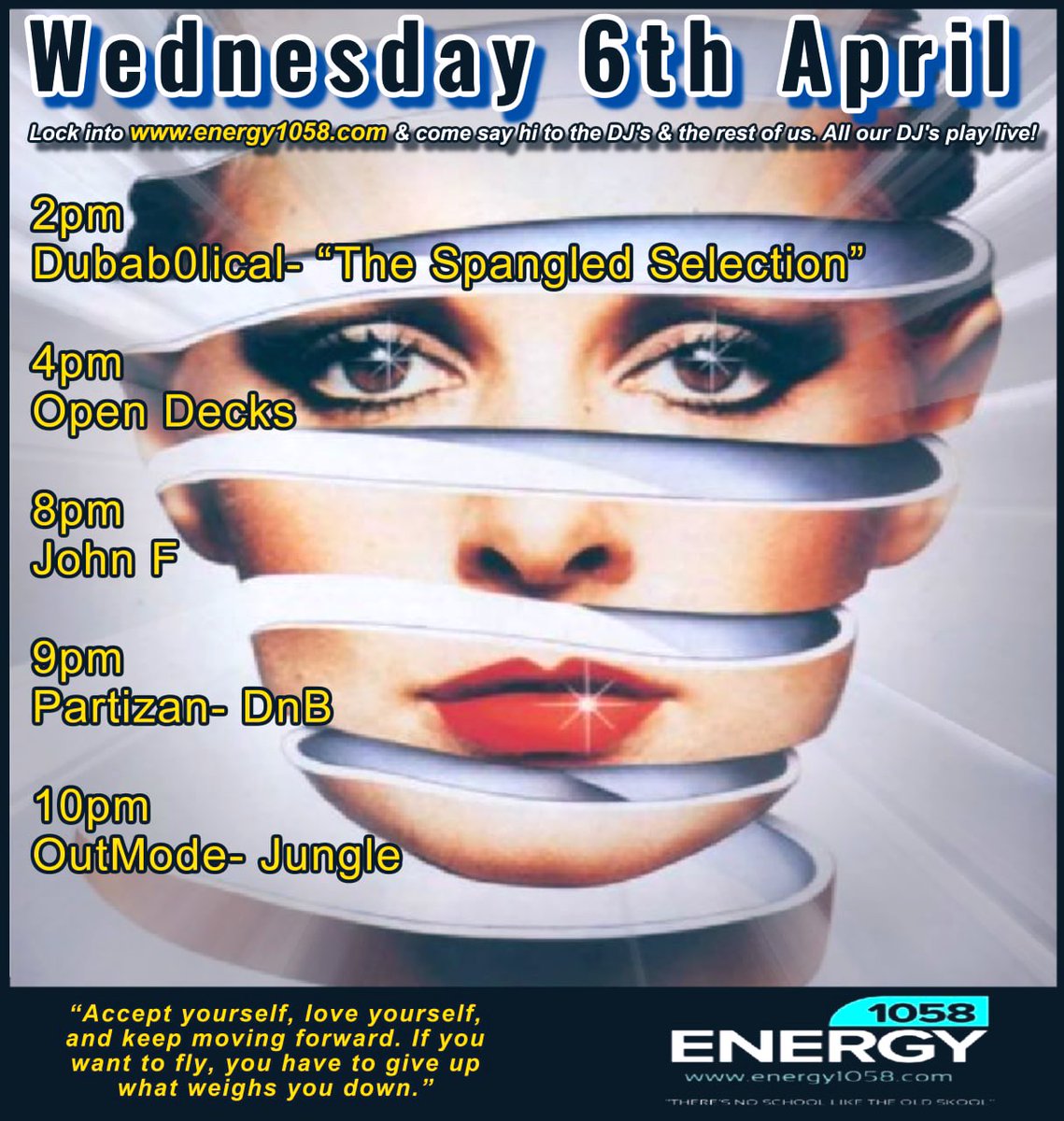 ⚠️ #Energy1058
Tune in from 2️⃣ yer 
midweek beats 
KEEP IT LOCKED! 🙌🏽💙
•
Listen live ► energy1058.com
or radio-uk.co.uk//energy-1058-fm
Lock in or come say hi in the chatroom energy1058.com
<a href="/DJJohnF83/">John F</a> <a href="/JLeeman76/">James Leeman 🎧🐟</a>