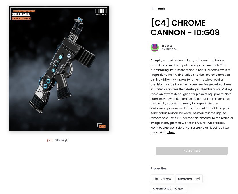 Layer2Alex's tweet photo. This is a screenshot from the @GameStop marketplace. Look at the description. LOOK AT IT. You buy 1 item as NFT with certain properties and you can import it into multiple games/metaverses. This answers my previous tweet. This is INSANE!! @Immutable @bbyron @loopringorg https://t.co/5YegNEZPLG