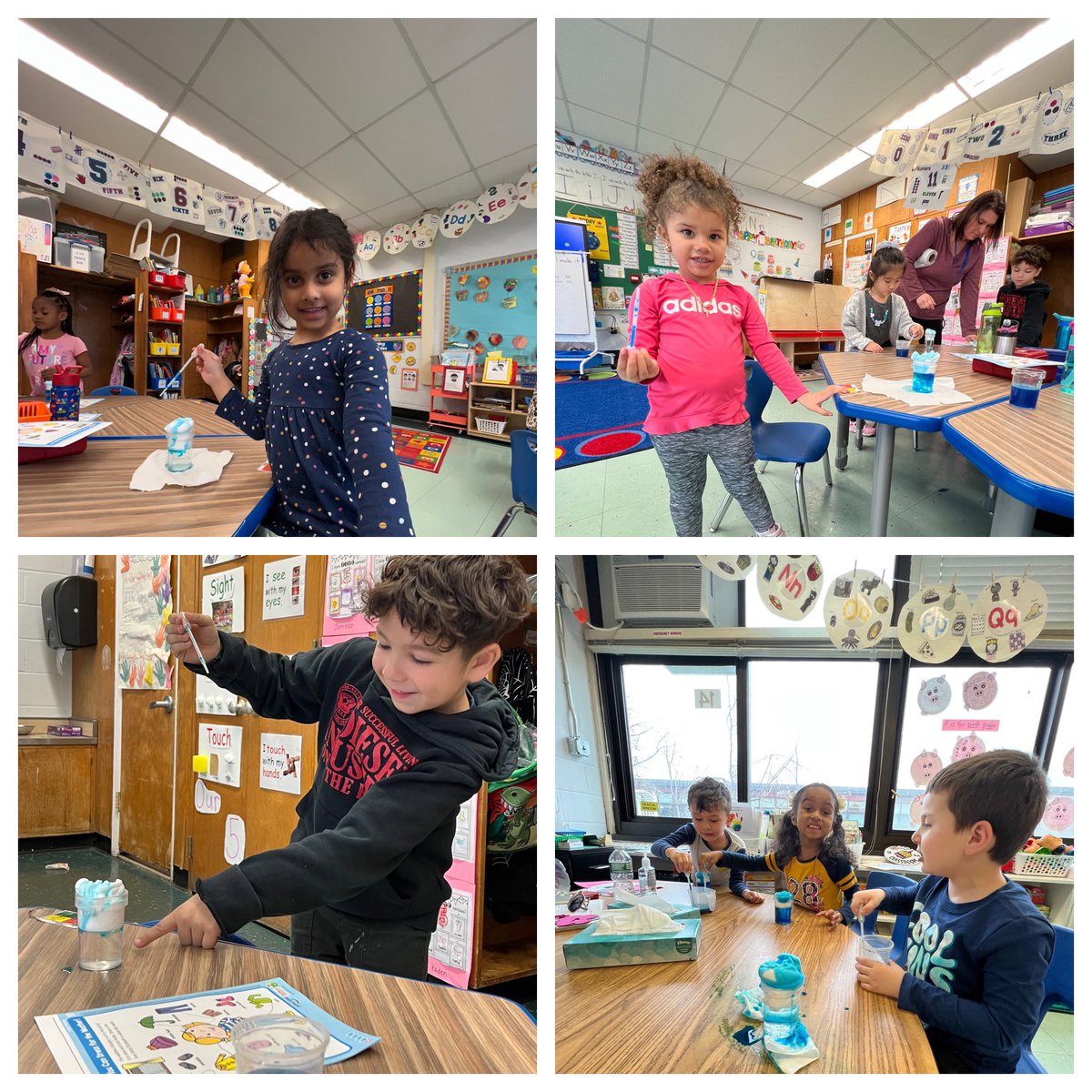 PFainUPK's tweet photo. UPK had a great time learning about different Spring weather. Students made predictions on “How many drops will make it rain?” Each student received their very own cloud and estimated how many drops it will take until it rained. https://t.co/bo0VZIMa85