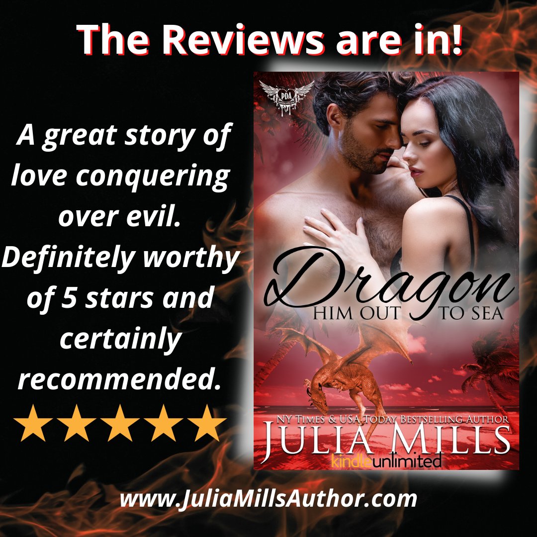 JuliaMills623's tweet photo. Have you gotten yours? LOOK WHAT READERS ARE SAYING!
Dragon Him Out to Sea is a HIT!

GRAB YOURS TODAY!
AMAZON EVERYWHERE: https://t.co/06L9CEX3gR
Part of the Kindle Unlimited Library!

XOXO @MTWorlds #NewRelease #PNR #dragonromance #juliamillsauthor https://t.co/HB0SEjdRKg