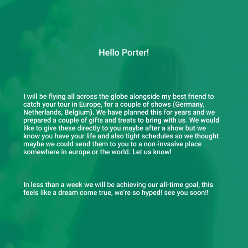 TrabuTuri's tweet photo. @porterrobinson hi! my friend @MassiGalvan and I are catching your tour in europe in a couple of days and we would like you to read this. We're so looking forward to it!! See you soon (｡◕‿◕｡) https://t.co/SsMQz4eTSN