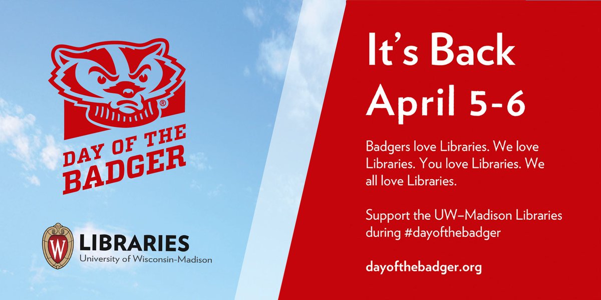 AskSteenbock's tweet photo. Help the Libraries reach our goal on #dayofthebadger!  The first $5,000 of gifts will be matched dollar for dollar by alumnus Stu Baker ‘80. https://t.co/Hhd0DYBEB5