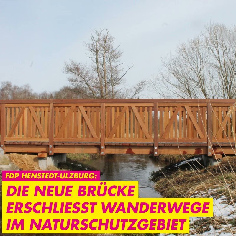 fdp_hu's tweet photo. Da ist sie wieder, unsere Schlappenmoorbrücke 🌉 Musste die alte Brücke noch letztes Jahr abgerissen werden, so wurde mit großer Mehrheit im Gemeinderat und auf Wunsch vieler Bürger jetzt eine Nachfolgerin über die Alster  gebaut. ✊ #henstedtulzburg #fdphu #fdpsh #alster https://t.co/FGPmg8XjsZ