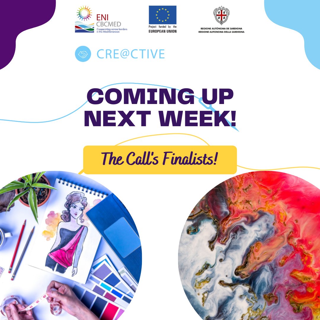 creactive_med's tweet photo. Coming up soon!👀
CRE@CTIVE will be communicating the shortlist of finalist Projects!✨
Keep an eye out as we will be announcing more info soon!😉
@enicbcmed
#GOMED #eudesign #collaborations #partnership #mediterraneo #innovativedesign #designworld #innovation #creativity https://t.co/Yrw6fX5Qyo