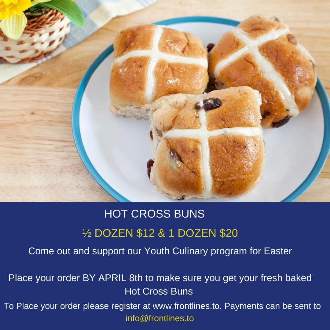 frontlinesto's tweet photo. Remember to place your order for some delicious Hot Cross Buns. Orders are coming in fast so make sure you place one on our website before April 8th, you don't want to miss out !🍞 🤤
.
.
.
.
#torontochef #torontofoodie #torontobaker  #bakerytoronto #Easter2022 #culinarylife https://t.co/TAEZNZ2bXf