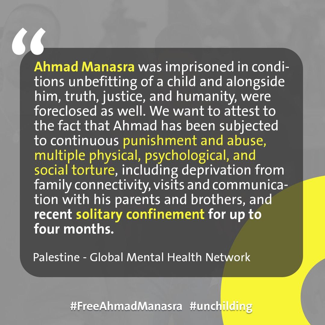 MoaiadPS's tweet photo. Ahmad Manasra has been subjected to continuous punishment and abuse, multiple physical, psychological, and social torture.
 #FreeAhmadManasra
#Unchilding https://t.co/xuJMNjzu5p
