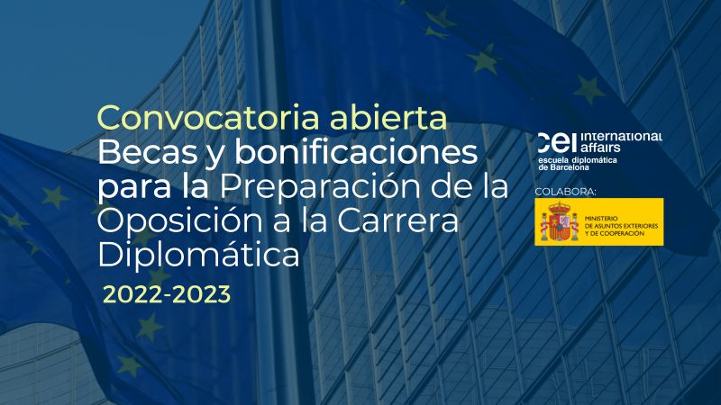 ¿Quieres ser Diplomático/a? vols ser Diplomàtic/a? El 
<a href="/CEIbcn/">CEI International Affairs</a>, con el apoyo del <a href="/MAECgob/">Ministerio de Asuntos Exteriores, UE y Cooperación</a>, ofrece por 1a vez, 4 becas y 6 matrículas bonificadas con el fin de facilitar el acceso a la preparación de las oposiciones sin perjuicio del nivel de renta familiar
ceibcn.com/es/carreradipl…