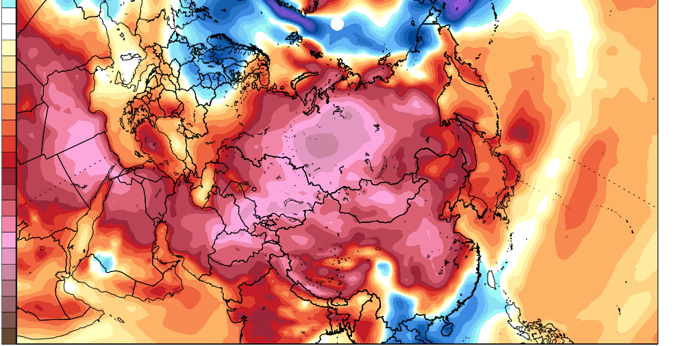 An extreme heat wave is extending from North Africa to East Asia