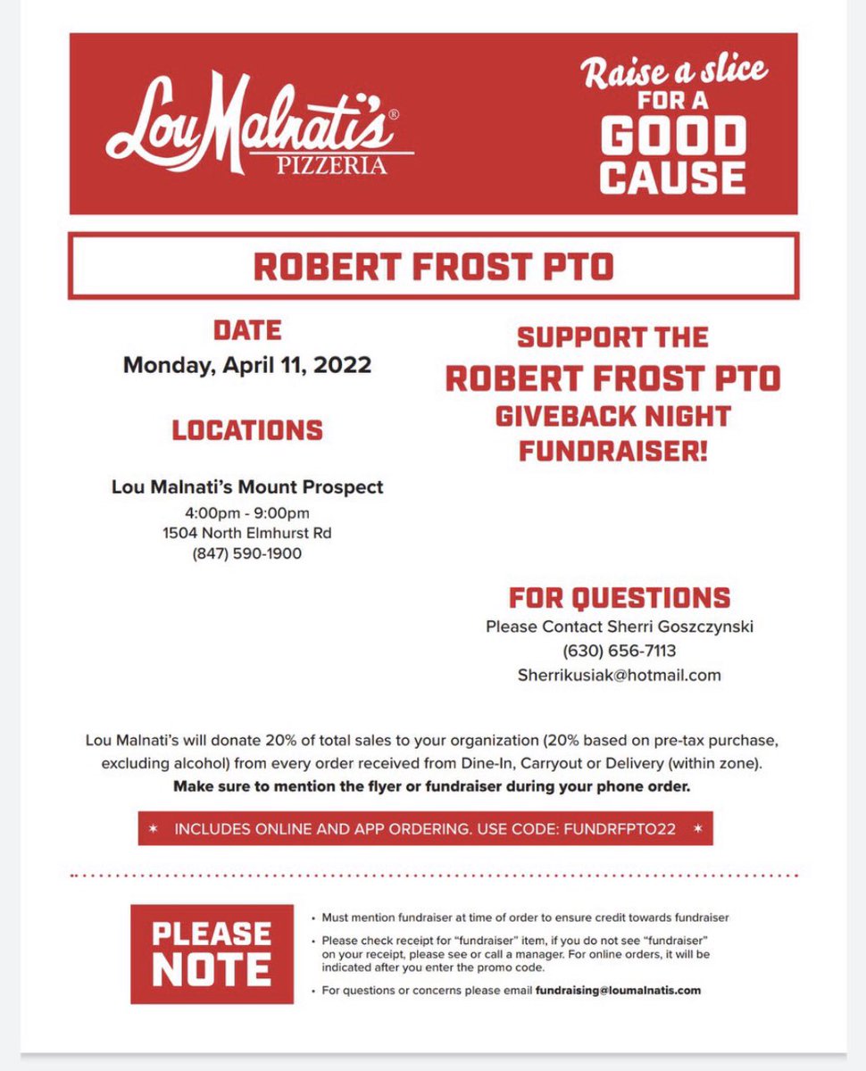 FrostPTOCCSD59's tweet photo. Frost community guess what time is it… It’s Pizza time! Teachers and parents alike your support is greatly appreciated. (Please mention frost fundraiser upon order.) https://t.co/2KnfQ2w1cK