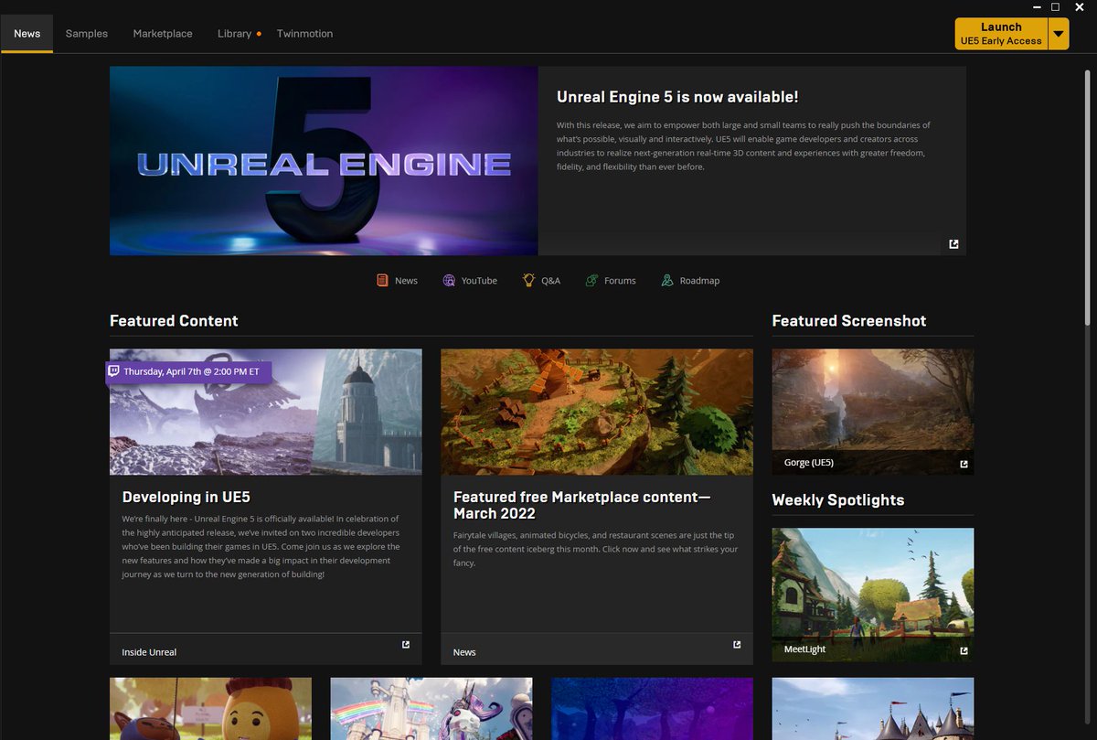 This is on the main page when you go to look at UE5, which just released.

That's right! The Axis Unseen will be on the next Inside Unreal Stream this Thursday at 2pm EST!

\m/ Expect lots of in depth info. It's also streamed live so people can ask questions.