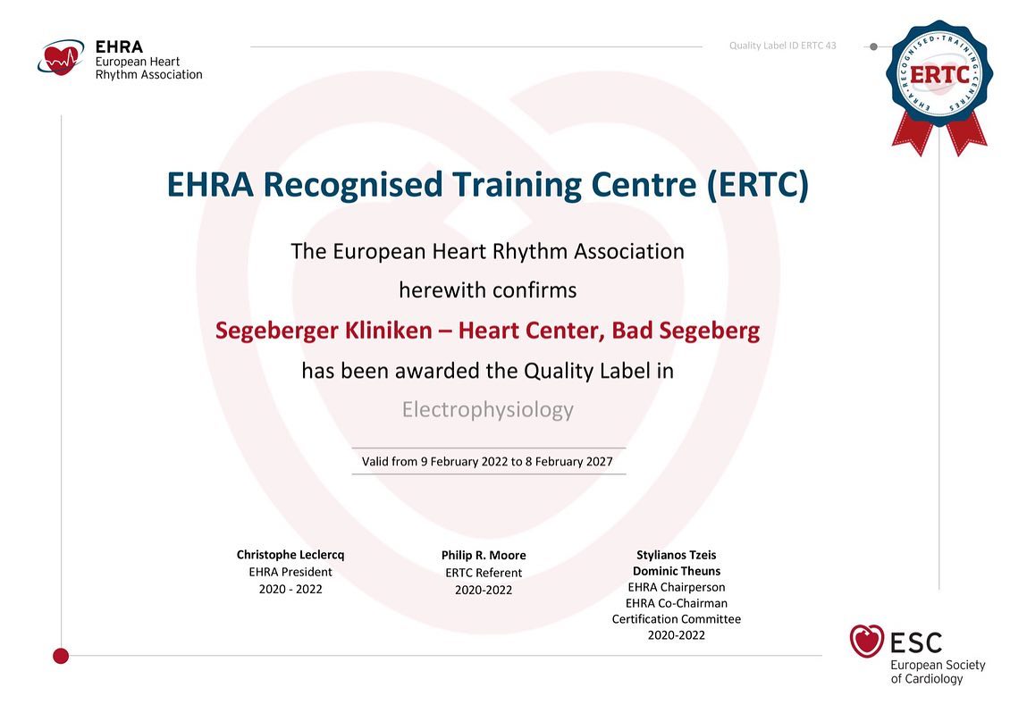 MartinBorlich's tweet photo. We are pleased to announce that our Department of Rhythmology has been certified as EHRA Recognised Training Centre (ERTC). We look forward to welcoming electrophysiologists from all over Europe.

@IdenLeon @Phiso_de @seriedel #EPeeps @AGEP_DGK @DGK_org #EHRA_ESC #epsegeberg https://t.co/BMVmKauYmS