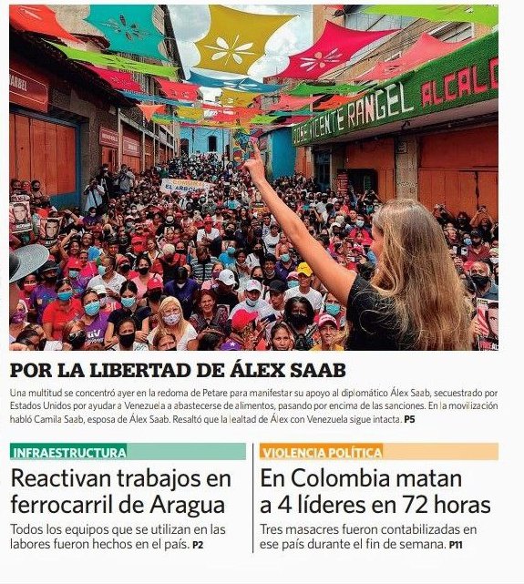 Así reflejo últimas noticias la actividad realizada ayer en Petare en apoyo al Diplomático Alex Sabb
#LiberenAAlexSaab 
@NicolasMaduro 
@ONU_derechos 
@POTUS