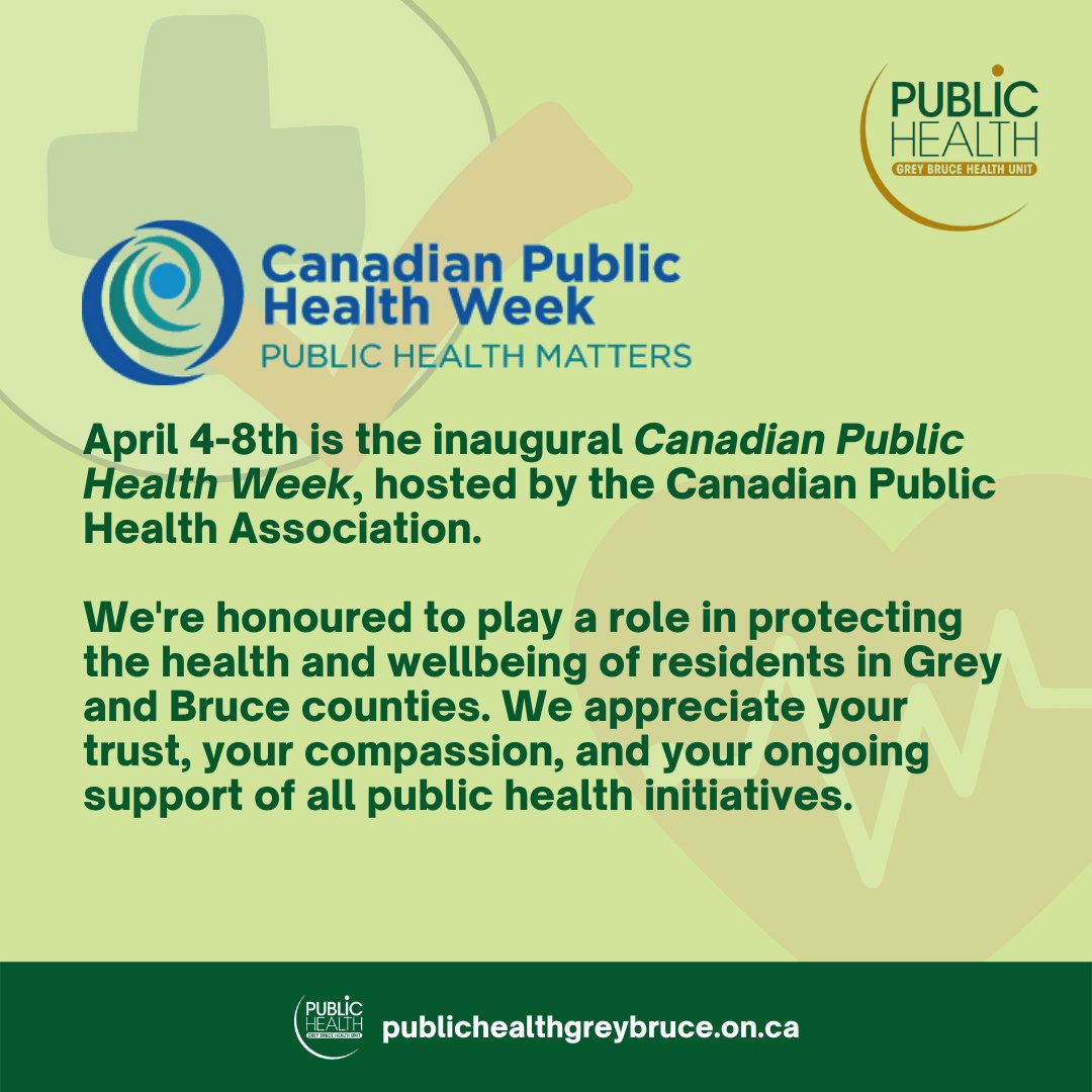 We're honoured to play a role in protecting the health and wellbeing of residents in Grey and Bruce counties. 

We appreciate your trust, your compassion, and your ongoing support of all public health initiatives.