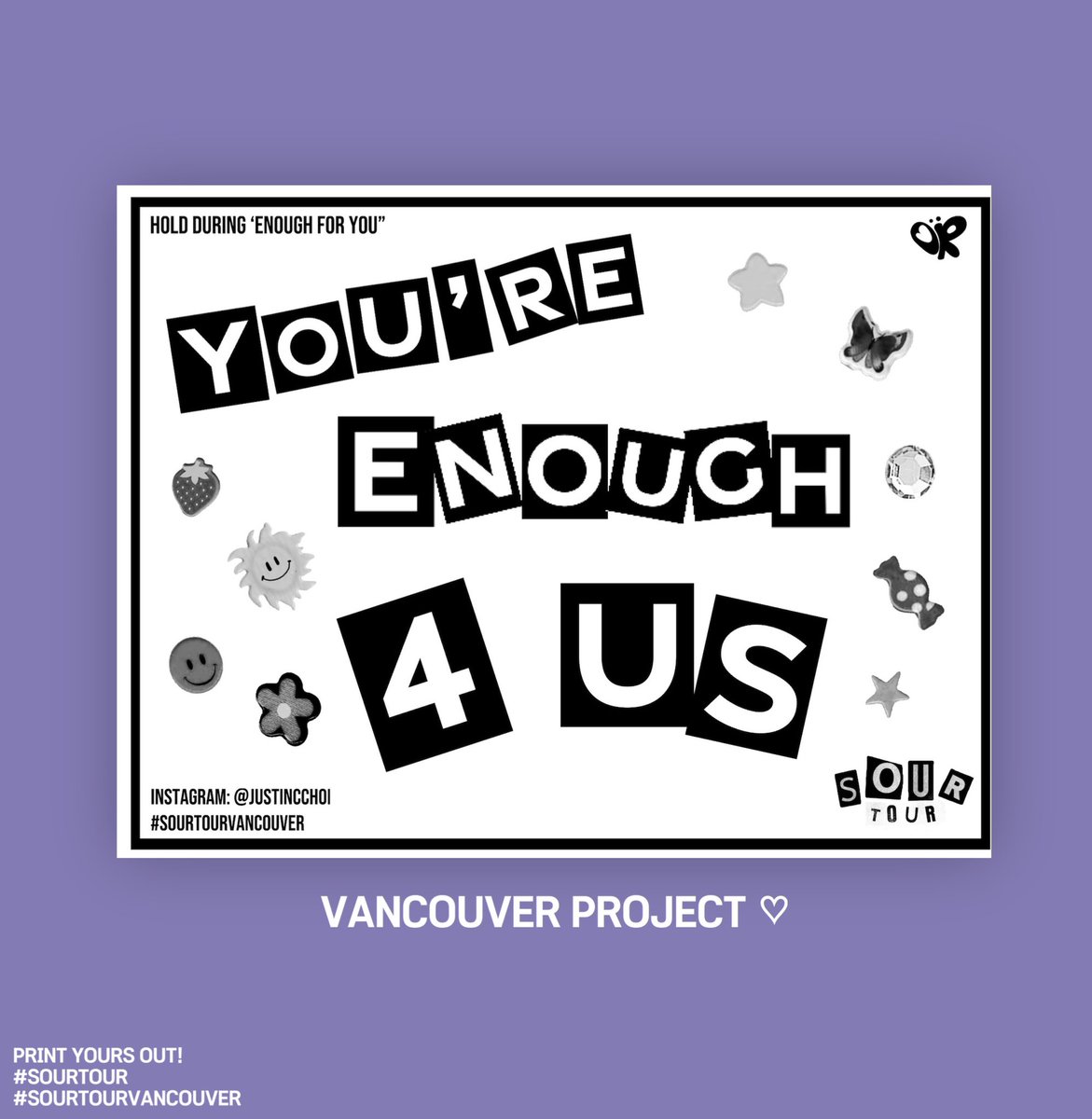 aribunnyhop's tweet photo. #SOURTourVancouver 
HI LIVIES!! Here is our fan sign project for the Vancouver show! Print yours out and let’s all hold them out for Olivia :) https://t.co/5I5DVHygTz