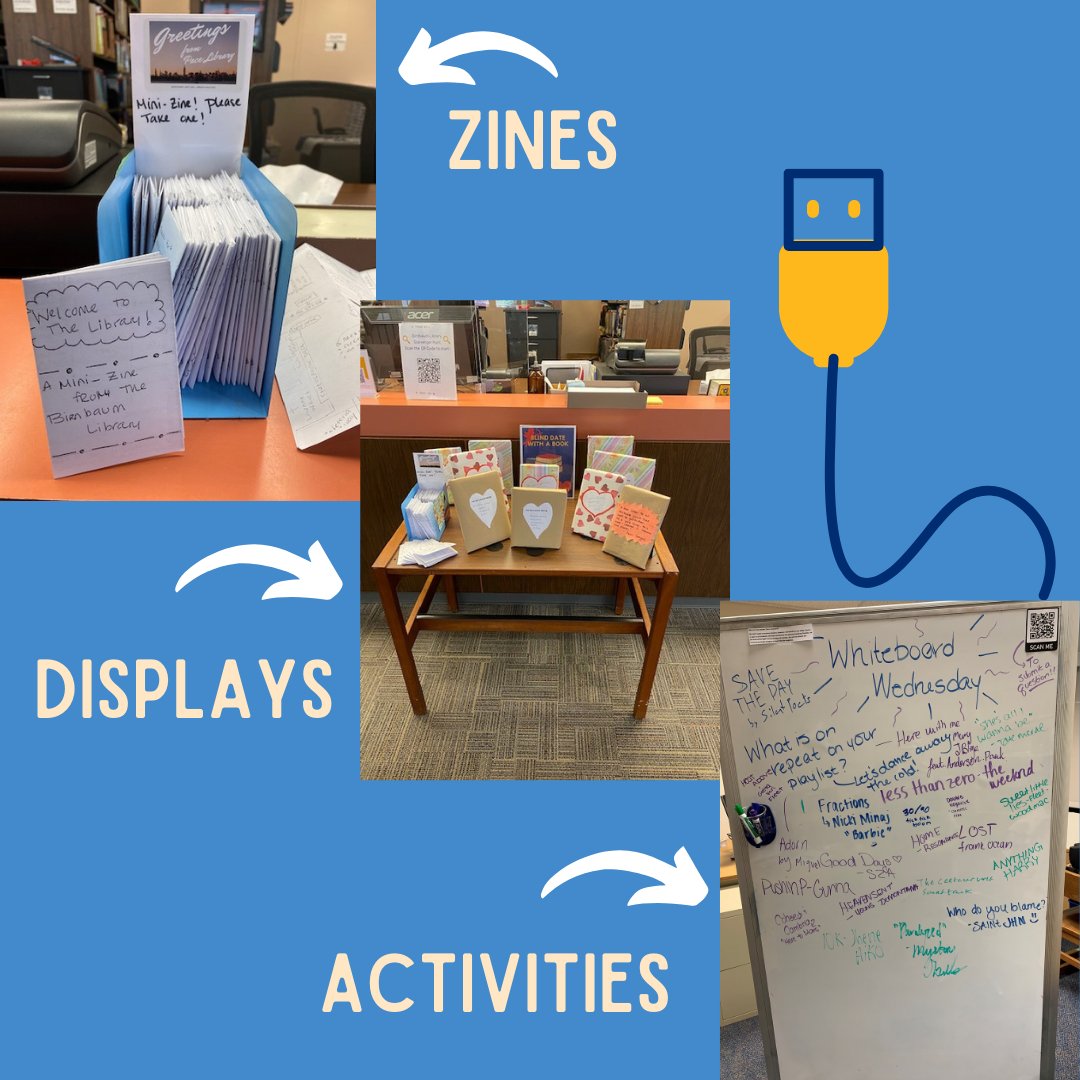 pacelibrary's tweet photo. There are many ways you can connect with us at the Library! What was the last way you connected with us outside of social media?

🖱️Chat
🙍In-person
📚Displays
✏️Activities
👨‍🏫 Library Instruction

#NationalLibraryWeek2022 #PaceLibraries #NLW https://t.co/7MOk2pCtci