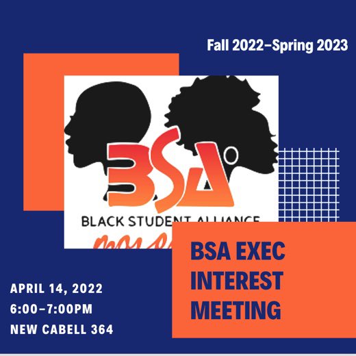 Are you interested in joining BSA Exec for the next school year? If so come out to our interest meeting next week! Attendance is MANDATORY if you plan on running for a position.

Reach out if you have any questions!
